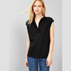 GAP Cotton Split-neck muscle tee Large Black